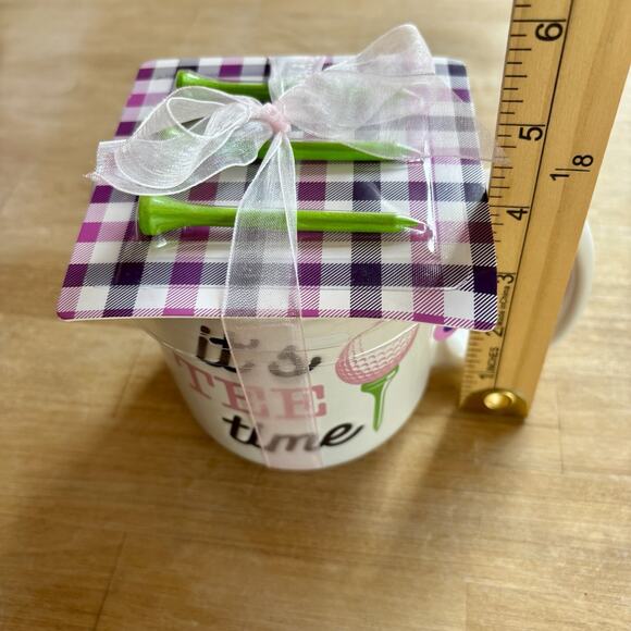 Golf Tee Time Mug Gift Set Ceramic Coffee Mug w/ Tees Women’s Cute Novelty Pink - Picture 5 of 6
